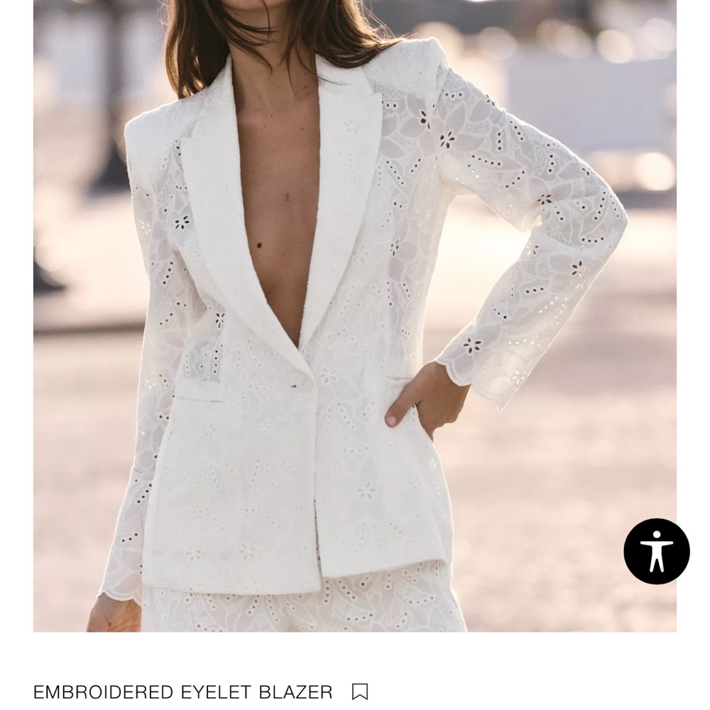 Zara Eyelet Blazer White Size Medium Never Worn Brand New - Tags removed.